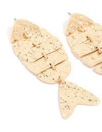 Gold Hammered Fish Drop Earrings - link has visual effect only