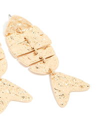 Gold Hammered Fish Drop Earrings - link has visual effect only