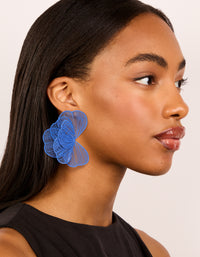 Dark Blue Coated Metal Wire Petal Stud Earrings - link has visual effect only