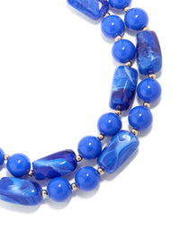 Dark Blue Acrylic Beaded Long Layered Necklace - link has visual effect only