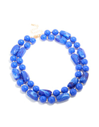 Dark Blue Acrylic Beaded Long Layered Necklace - link has visual effect only
