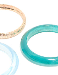 Gold Textured & Blue Resin Bangles 3-Pack - link has visual effect only