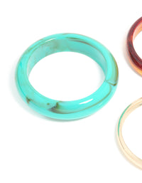 Aqua Blue Brown Acrylic & Gold Bangles 3-Pack - link has visual effect only
