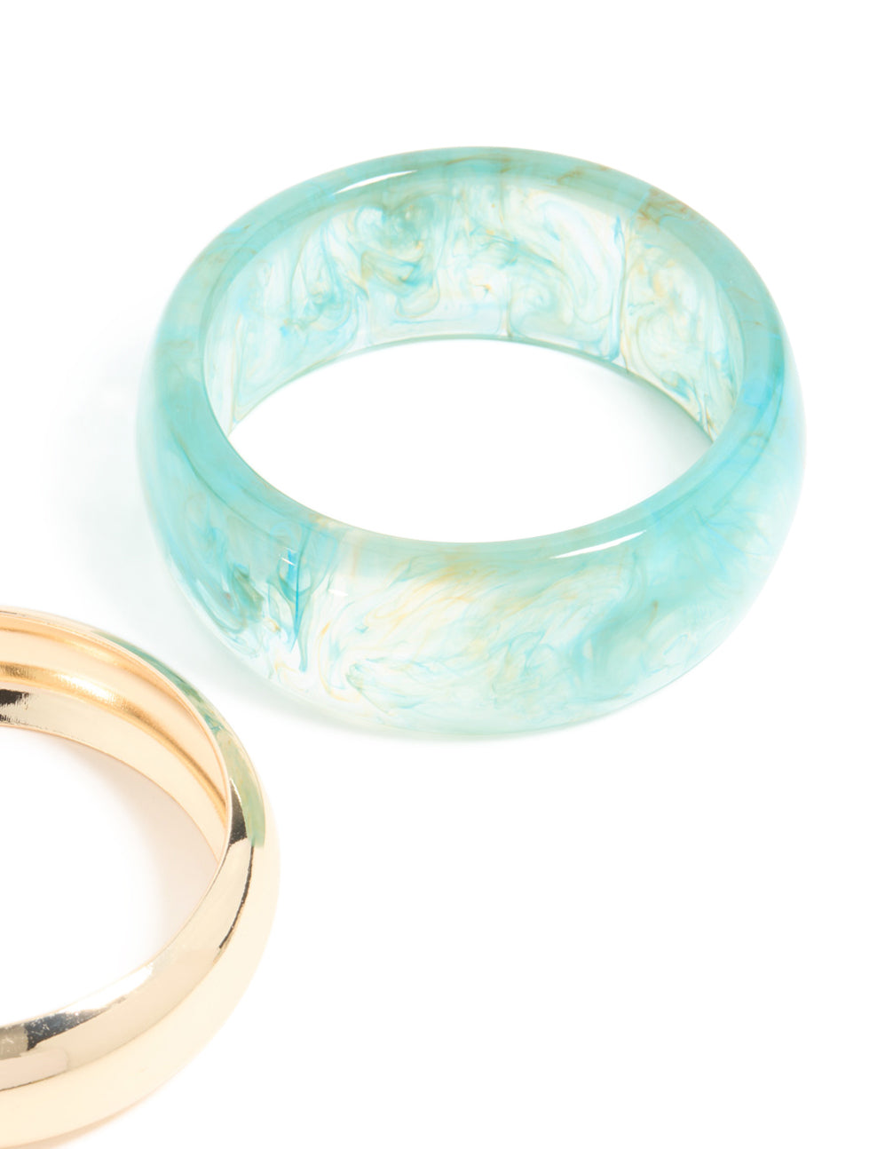 Light Blue Resin & Gold Bangles 2-Pack
