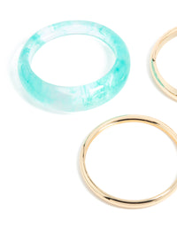 Gold & Blue Translucent Resin Bangles 3-Pack - link has visual effect only