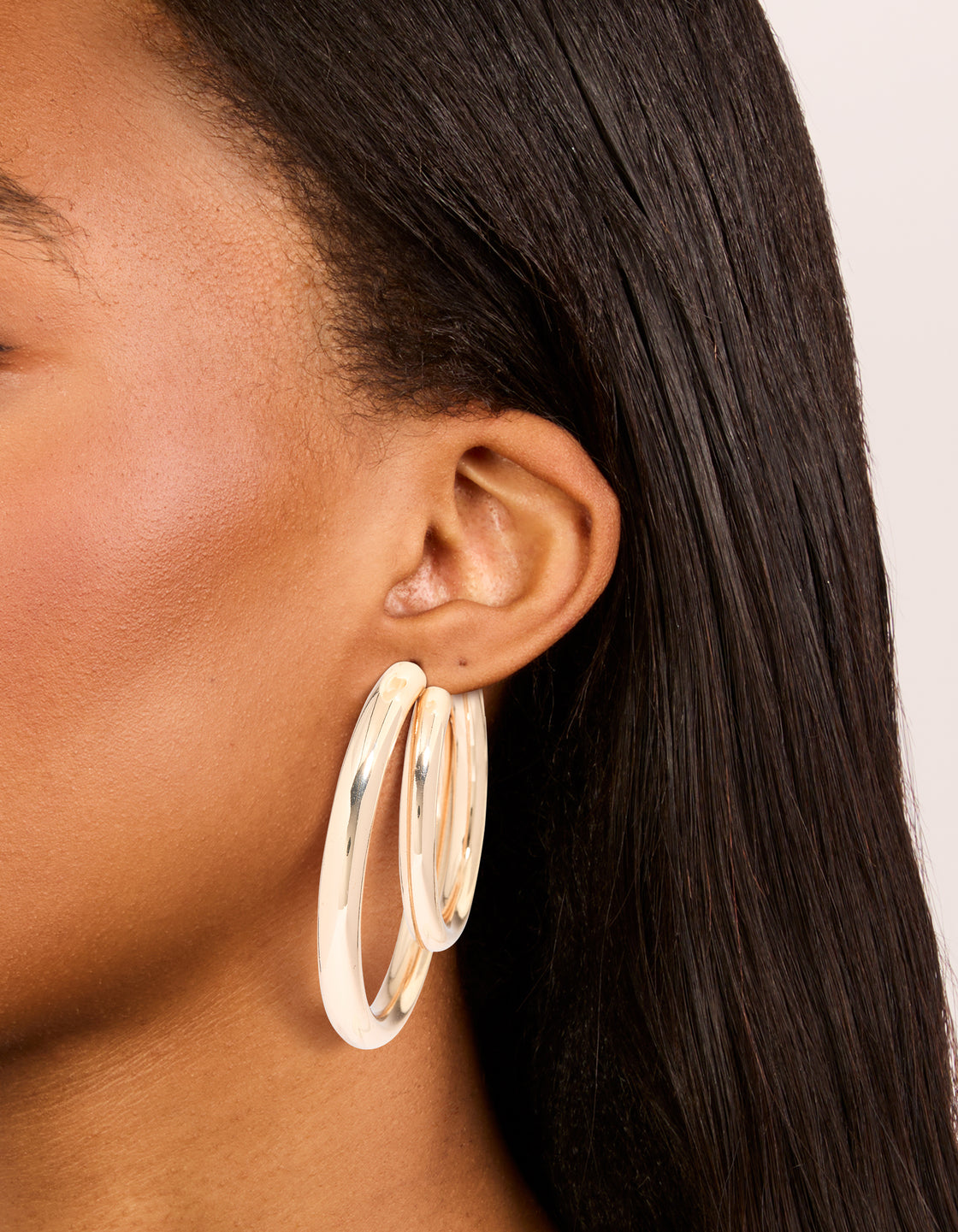 Gold Double Thick Statement Hoop Earrings