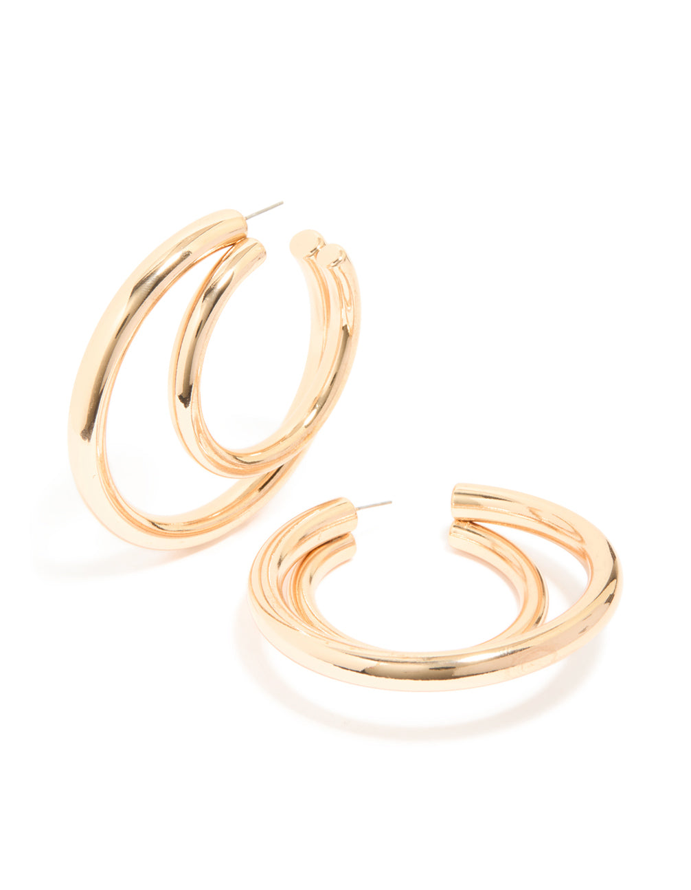 Gold Double Thick Statement Hoop Earrings