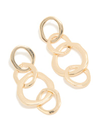 Gold Round Link Drop Earrings - link has visual effect only