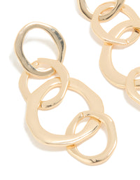 Gold Round Link Drop Earrings - link has visual effect only