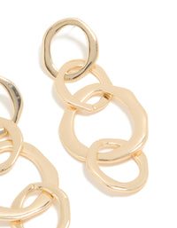 Gold Round Link Drop Earrings - link has visual effect only