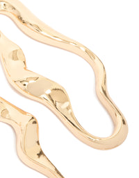 Gold Cutout Organic Outline Link Drop Earrings - link has visual effect only