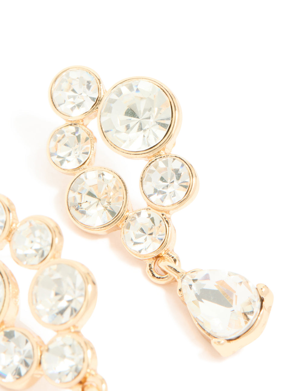 Gold Diamante Cluster Chandelier Drop Earrings