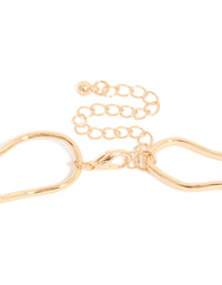 Gold Large Organic Link Long Y-Necklace - link has visual effect only