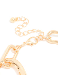 Gold Thick Link Adjustable Bracelet - link has visual effect only