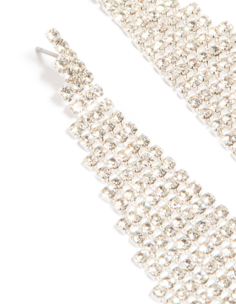 Silver Diamante Diamond Shaped Drop Earrings