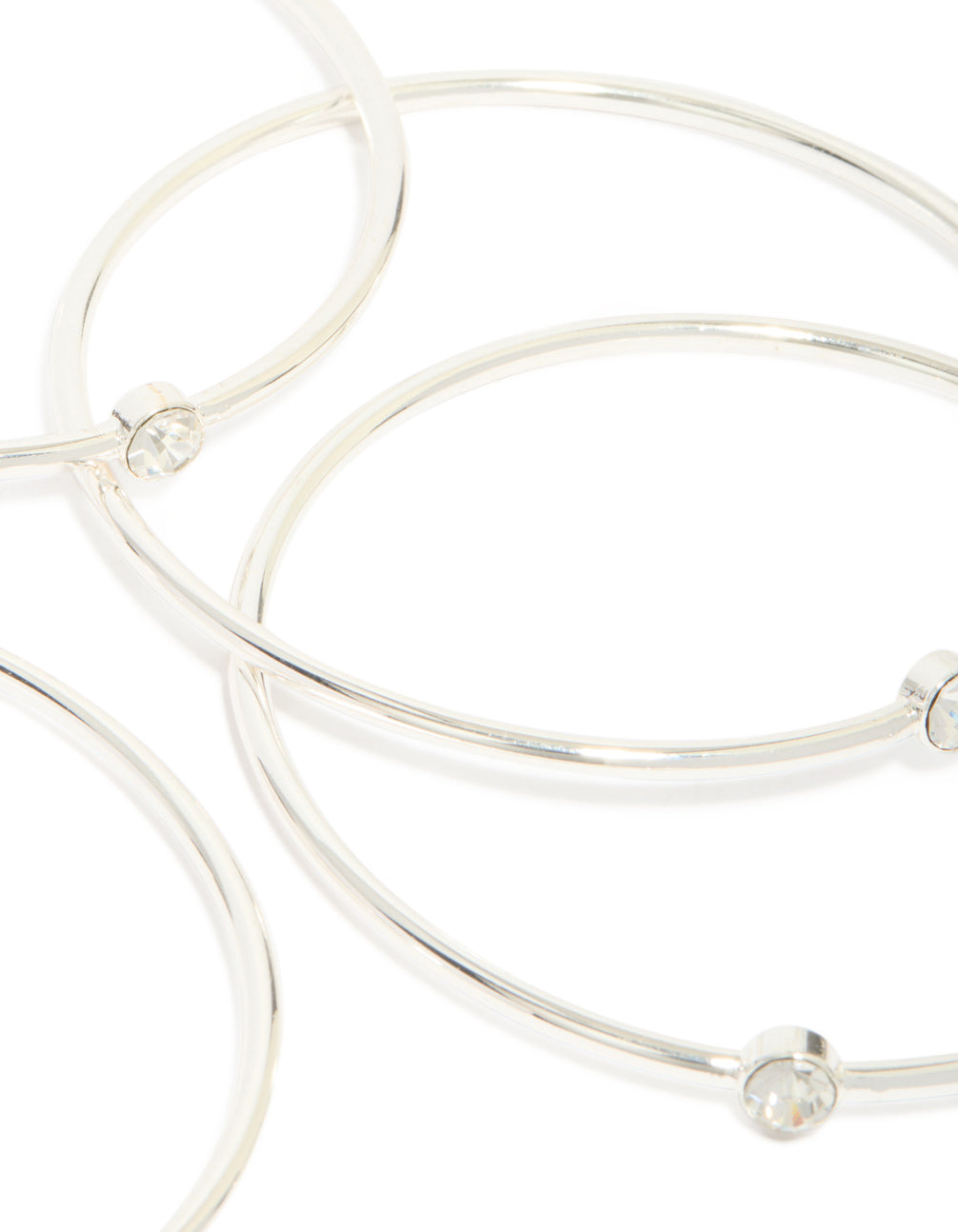 Silver Diamante Centre Bangles 5-Pack
