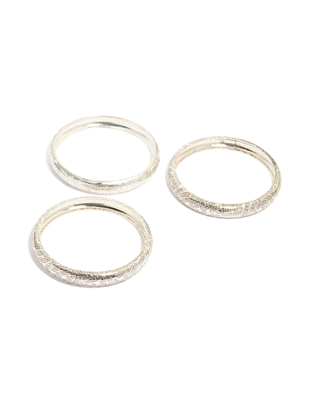 Silver Textured Bangles 3-Pack