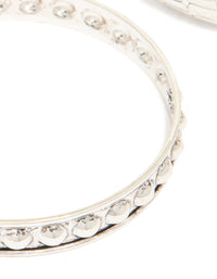 Antique Silver Textured Thick and Thin Bangles 2-Pack - link has visual effect only