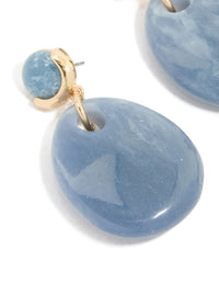 Gold Blue Beaded Teardrop Drop Earrings - link has visual effect only