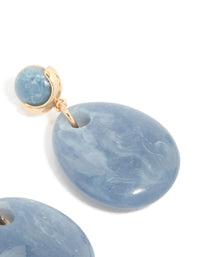 Gold Blue Beaded Teardrop Drop Earrings - link has visual effect only