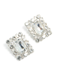 Silver Diamante Fancy Square Stud Earrings - link has visual effect only