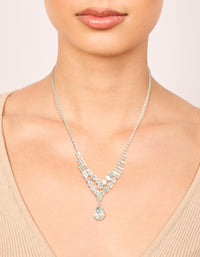 Silver Diamante Dazzling Split Row Necklace - link has visual effect only