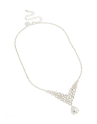 Silver Diamante Dazzling Split Row Necklace - link has visual effect only
