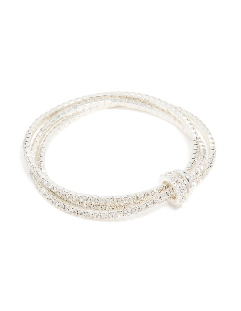 Silver Diamante Simple Loop Stretch Bracelet