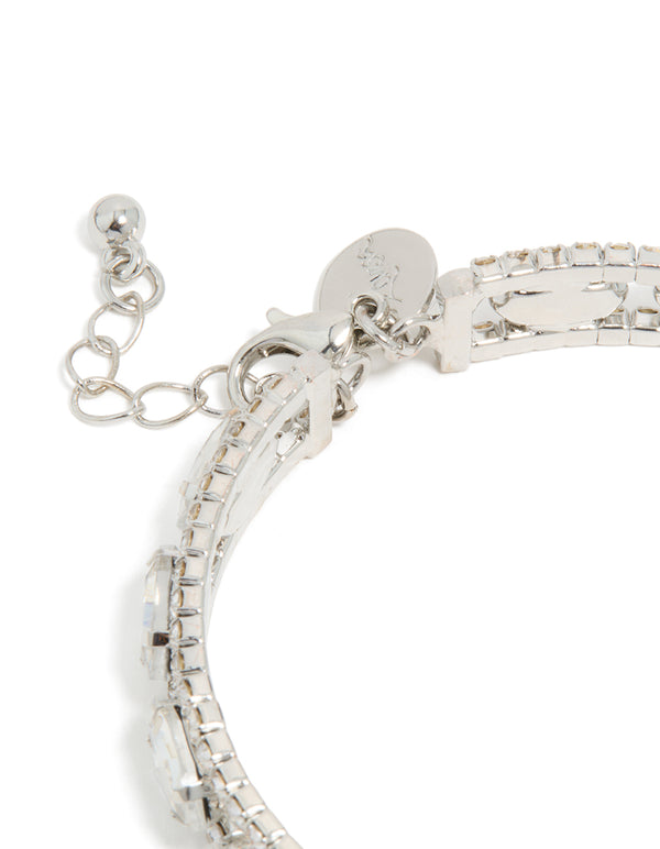 Silver Diamante Shiny Ovals Bracelet