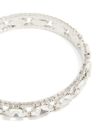Silver Diamante Shiny Ovals Bracelet - link has visual effect only