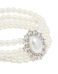 Silver Diamante & Pearl Layered Bracelet - link has visual effect only