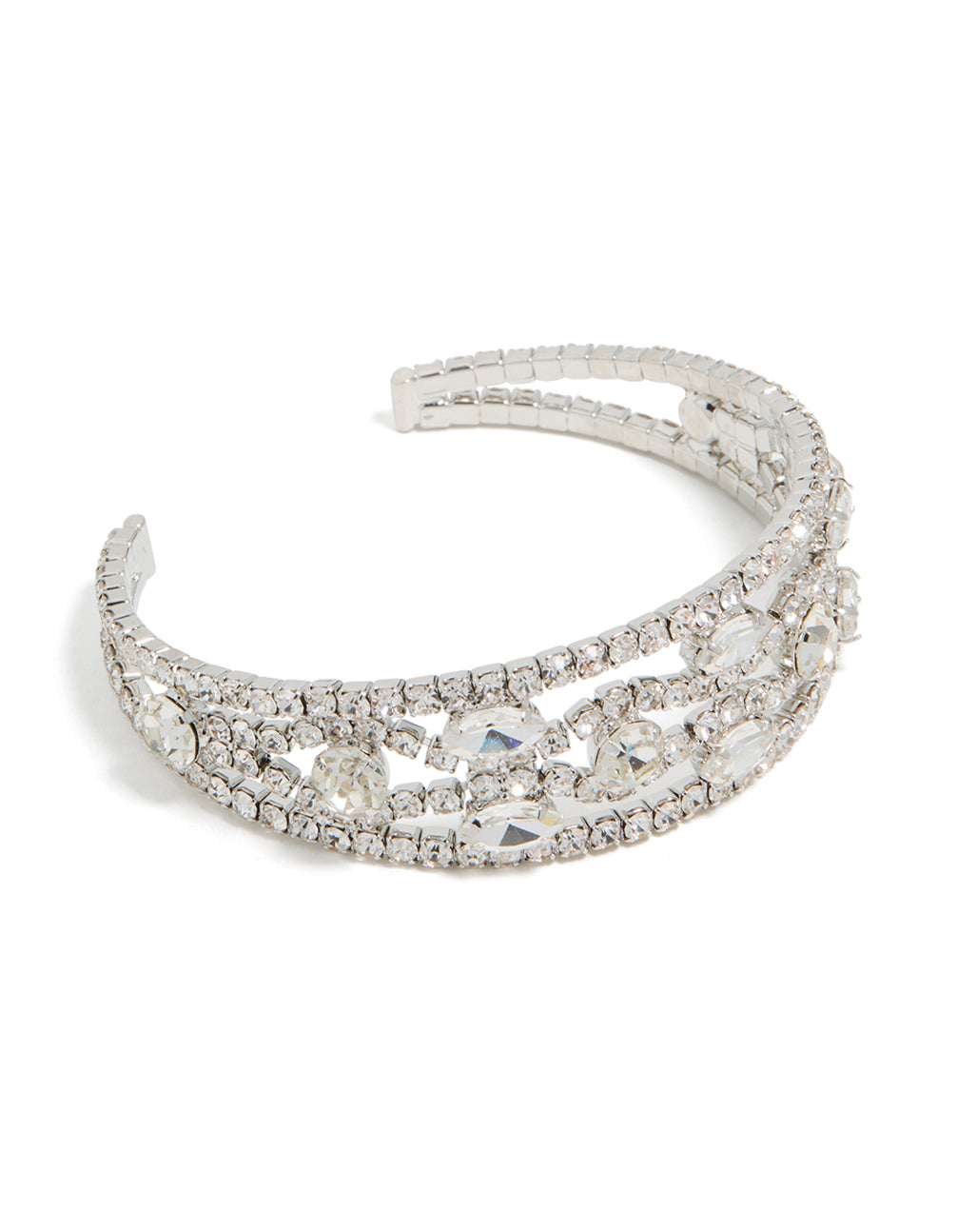 Silver Diamantes Fancy Wrist Cuff