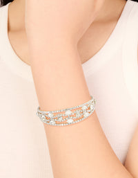 Silver Diamantes Fancy Wrist Cuff - link has visual effect only