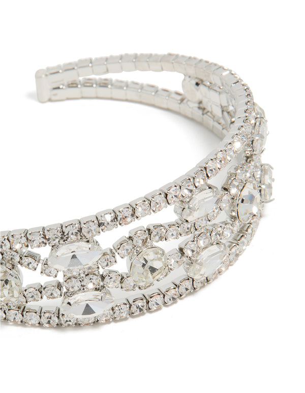Silver Diamantes Fancy Wrist Cuff