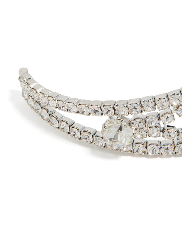 Silver Diamantes Fancy Wrist Cuff