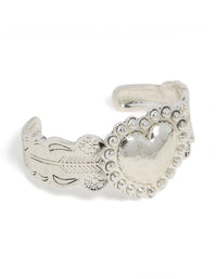 Silver Boho Heart Wrist Cuff - link has visual effect only