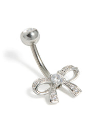 Surgical Steel Cubic Zirconia Pavé Bow Belly Bar - link has visual effect only