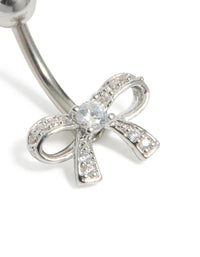 Surgical Steel Cubic Zirconia Pavé Bow Belly Bar - link has visual effect only