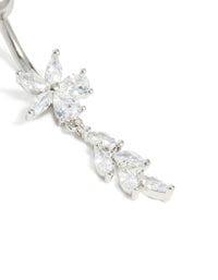 Surgical Steel Cubic Zirconia Flower Vine Drop Belly Bar - link has visual effect only