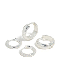 Waterproof Stainless Steel Cubic Zirconia Chubby Huggie Earrings 2-Pack - link has visual effect only
