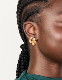 Waterproof Gold Plated Stainless Steel Thick Huggie Earrings 2-Pack - link has visual effect only