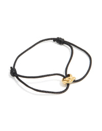 Waterproof Gold Plated Stainless Steel & Black Cord Adjustable Bracelet - link has visual effect only