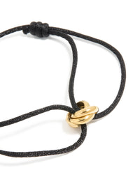Waterproof Gold Plated Stainless Steel & Black Cord Adjustable Bracelet - link has visual effect only