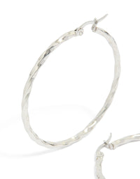 Surgical Steel Textured Hoop Earrings 40 MM - link has visual effect only