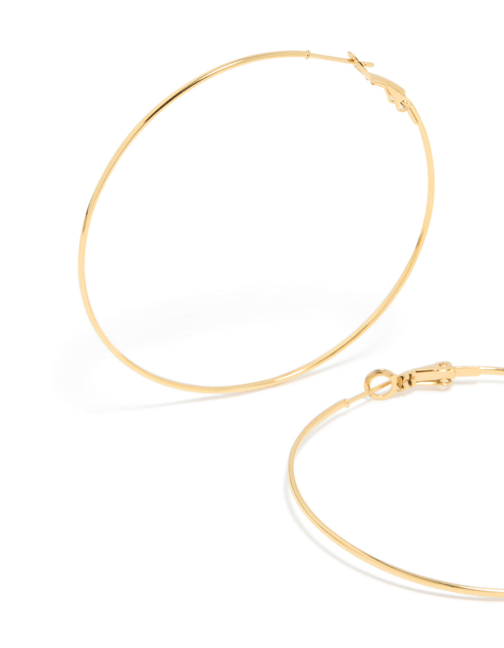 Gold Plated Surgical Steel Fine Hoop Earrings 60 MM
