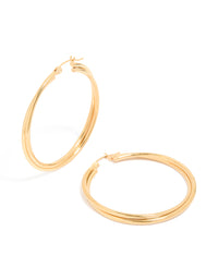 Gold Plated Surgical Steel  Crossover Hoop Earrings 40 MM - link has visual effect only