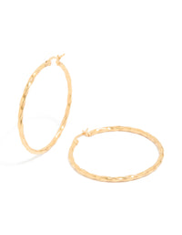 Gold Plated Surgical Steel Textured Hoop Earrings 40 MM - link has visual effect only