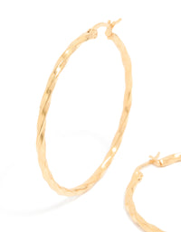 Gold Plated Surgical Steel Textured Hoop Earrings 40 MM - link has visual effect only