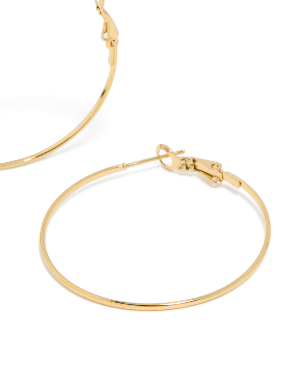 Gold Plated Surgical Steel Fine Hoop Earrings 40 MM