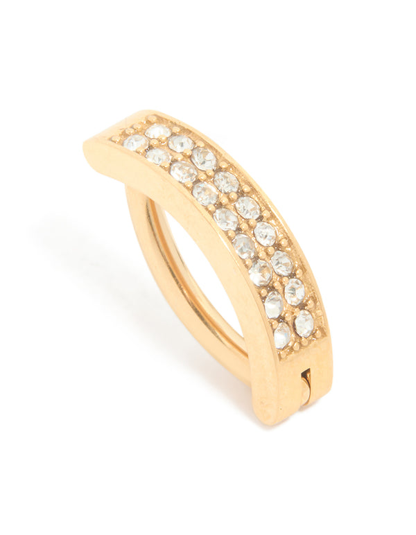 Gold Plated Titanium Cubic Zirconia  Cluster Curved Ring Belly Ring